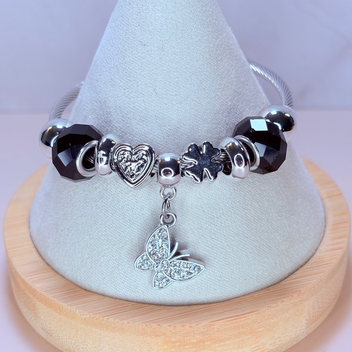 butterfly kisses & clover wishes charm bangle
