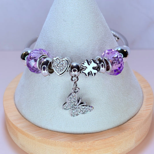 butterfly kisses & clover wishes charm bangle