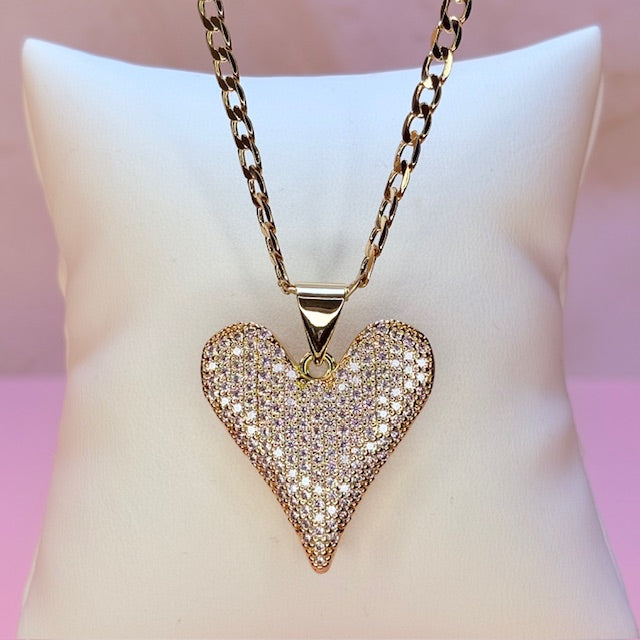 shimmer chunky heart necklace