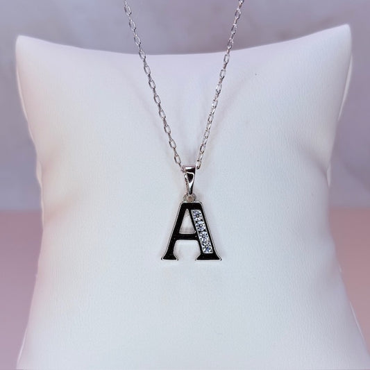 silver initial necklace