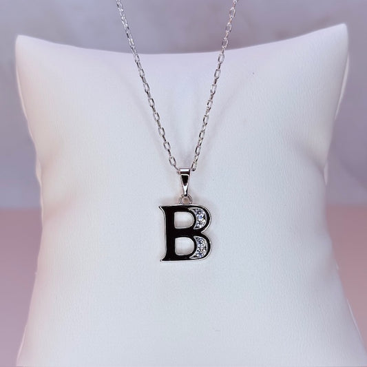silver initial necklace