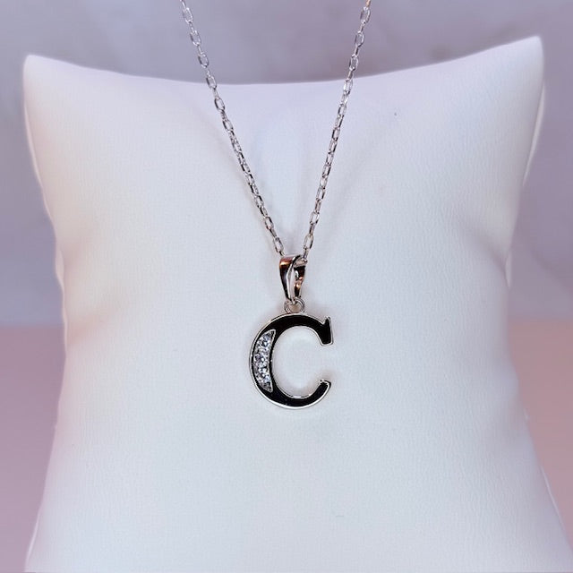 silver initial necklace