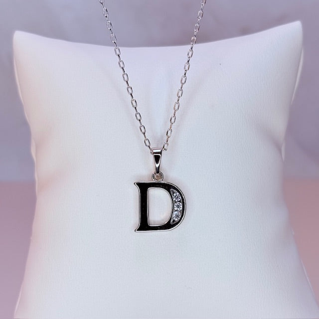 silver initial necklace