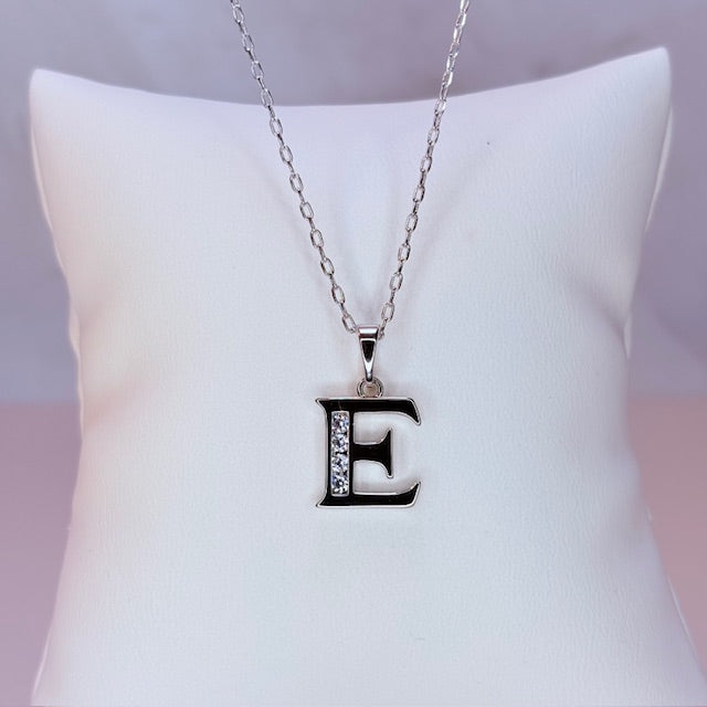 silver initial necklace