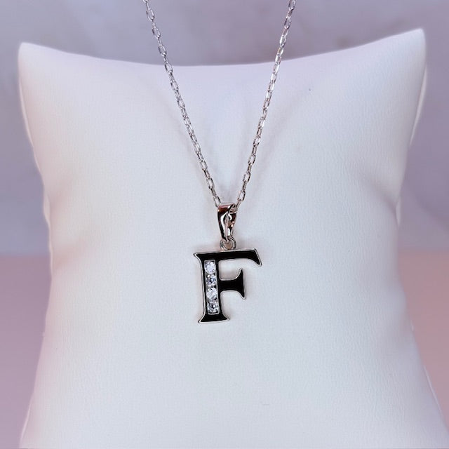 silver initial necklace
