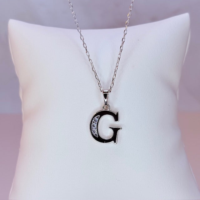 silver initial necklace