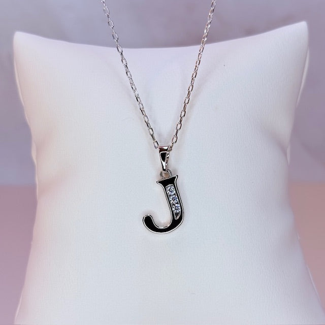 silver initial necklace
