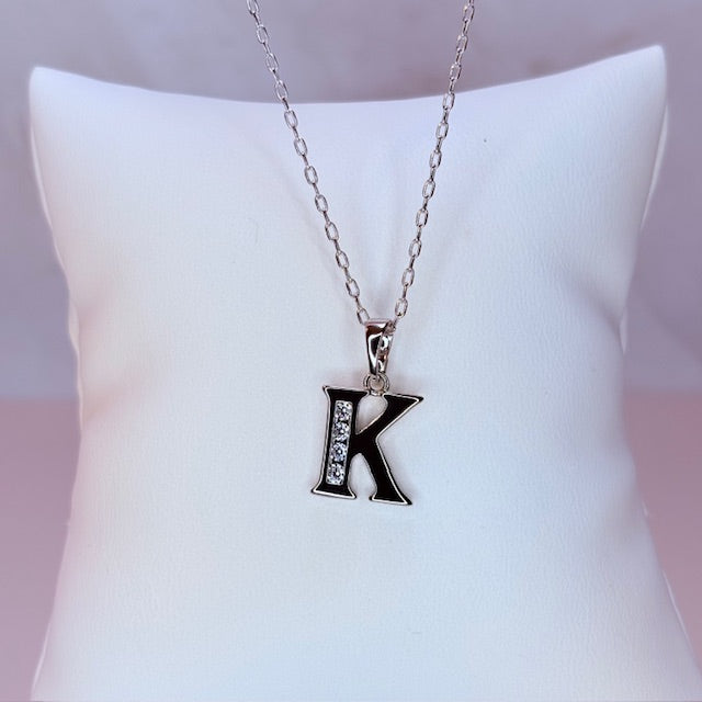 silver initial necklace