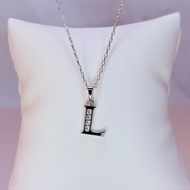 silver initial necklace