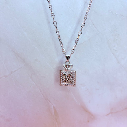 silver LV necklace