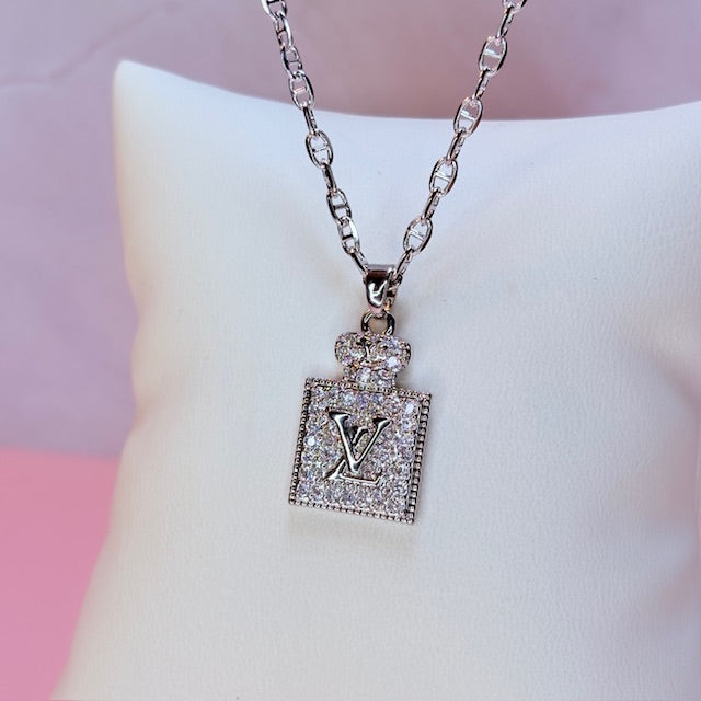 silver LV necklace