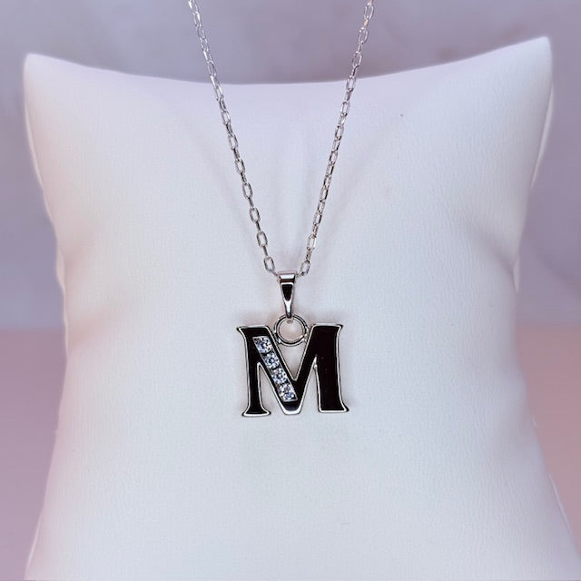silver initial necklace