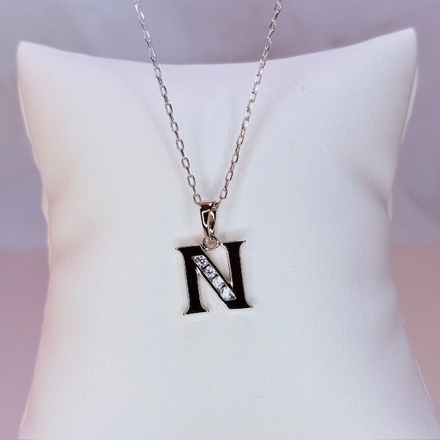 silver initial necklace