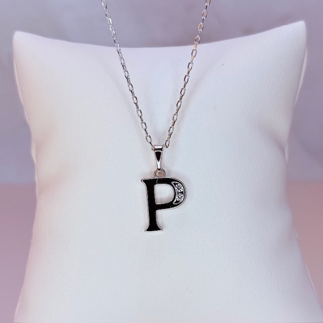 silver initial necklace