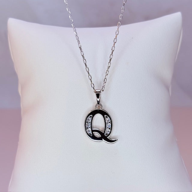 silver initial necklace
