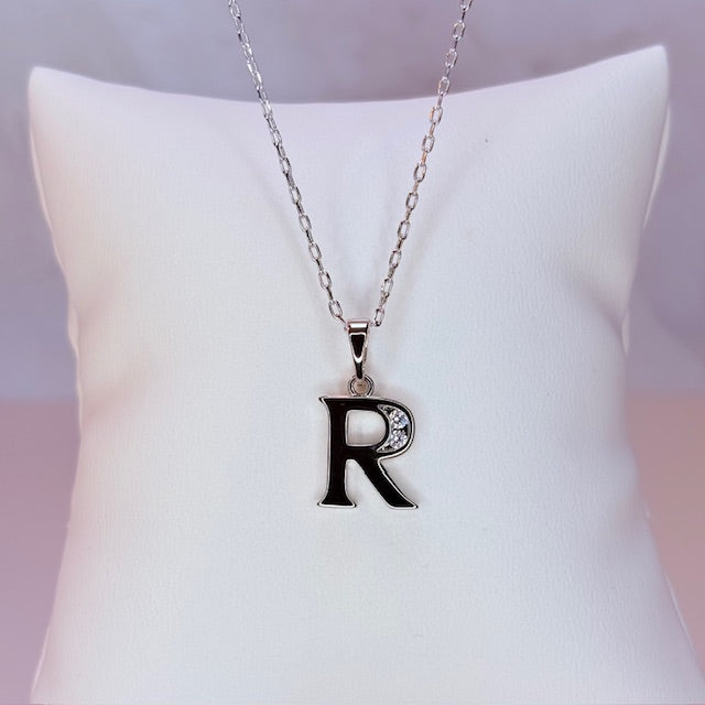 silver initial necklace