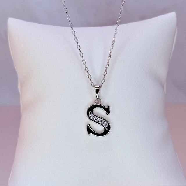 silver initial necklace