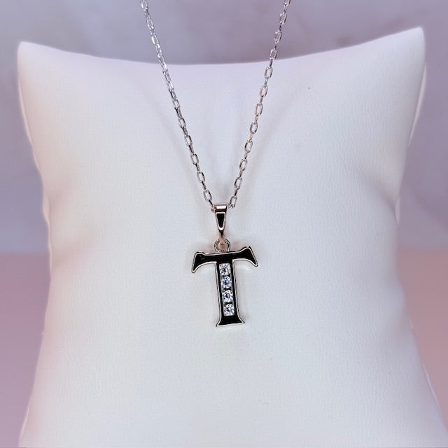 silver initial necklace