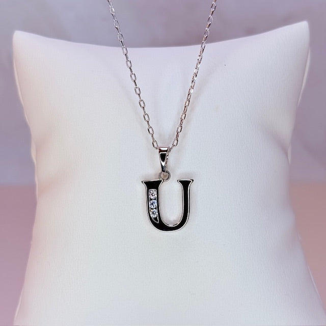 silver initial necklace