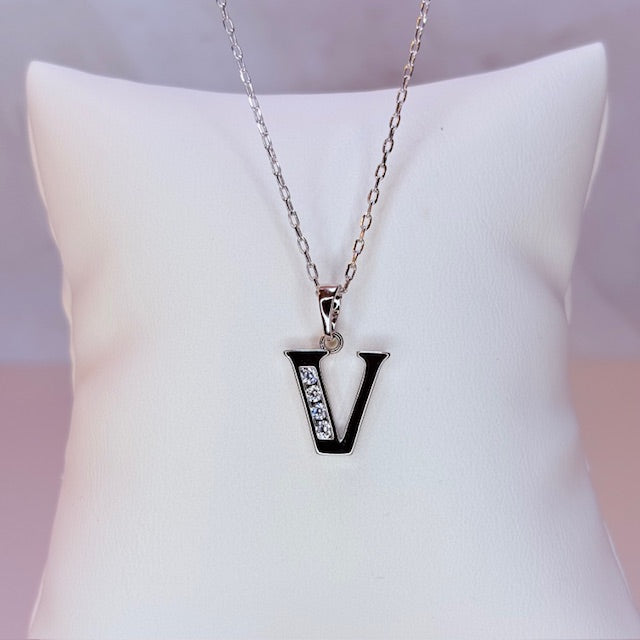 silver initial necklace