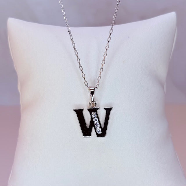 silver initial necklace