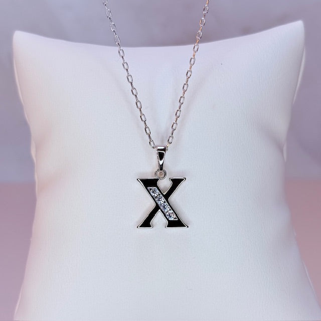 silver initial necklace