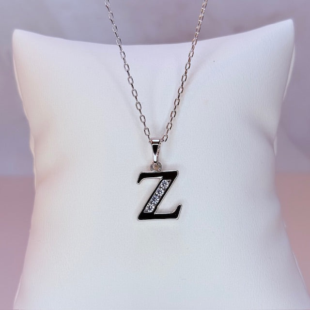 silver initial necklace