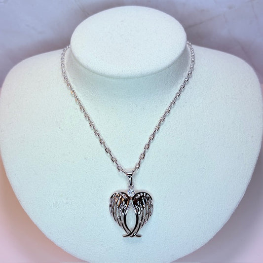 silver angel baby necklace