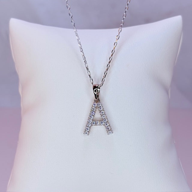 silver embellished initial necklace