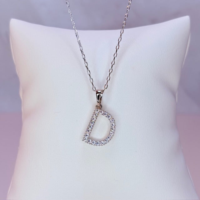 silver embellished initial necklace