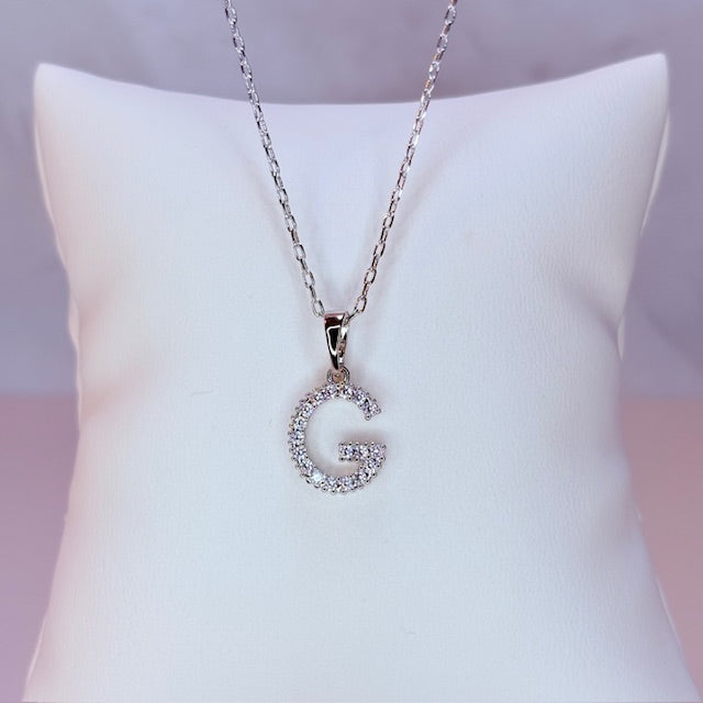 silver embellished initial necklace