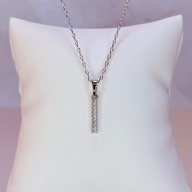 silver embellished initial necklace