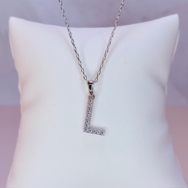 silver embellished initial necklace