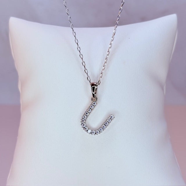 silver embellished initial necklace