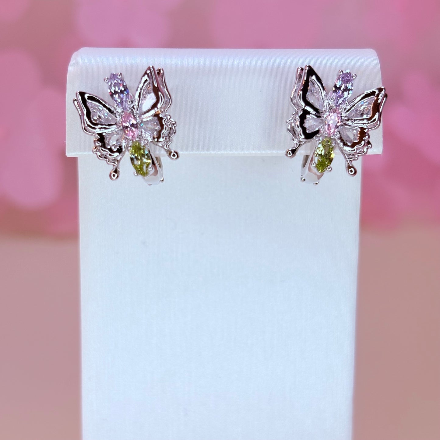 silver butterfly hoop earrings
