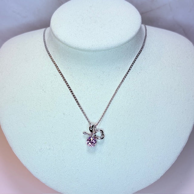 silver dainty bow necklace