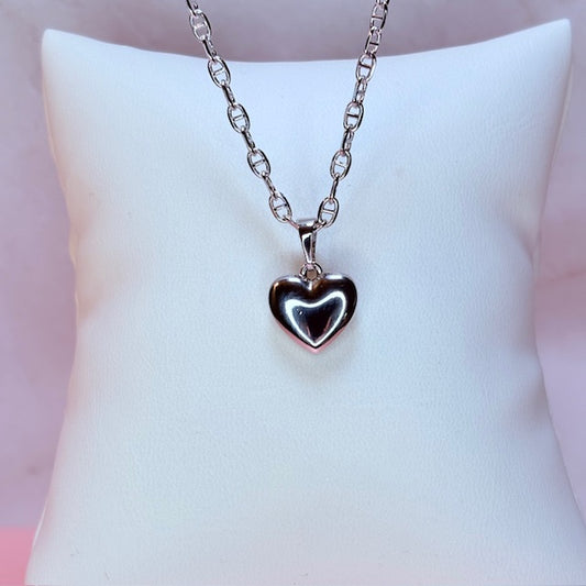 silver dainty heart necklace