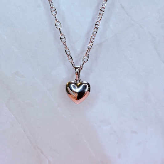 silver dainty heart necklace