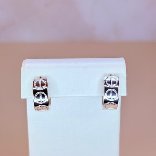 silver dainty screw accent hoop earrings