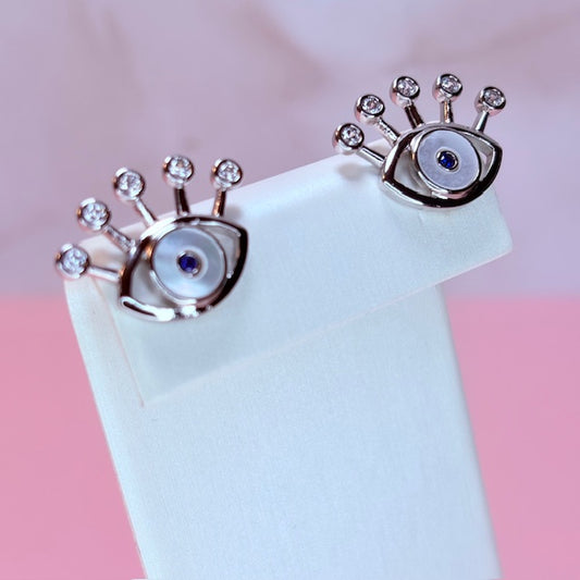 silver diamond eye studs