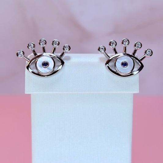 silver diamond eye studs