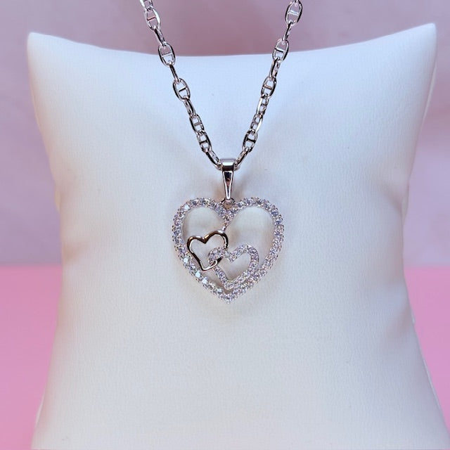 silver forever hearts necklace