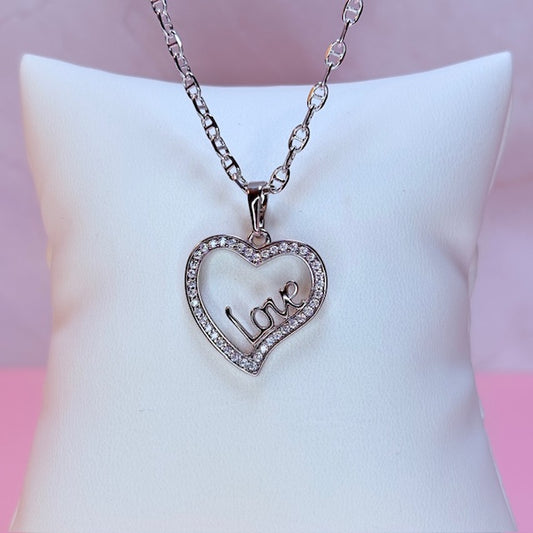 silver forever "love" necklace