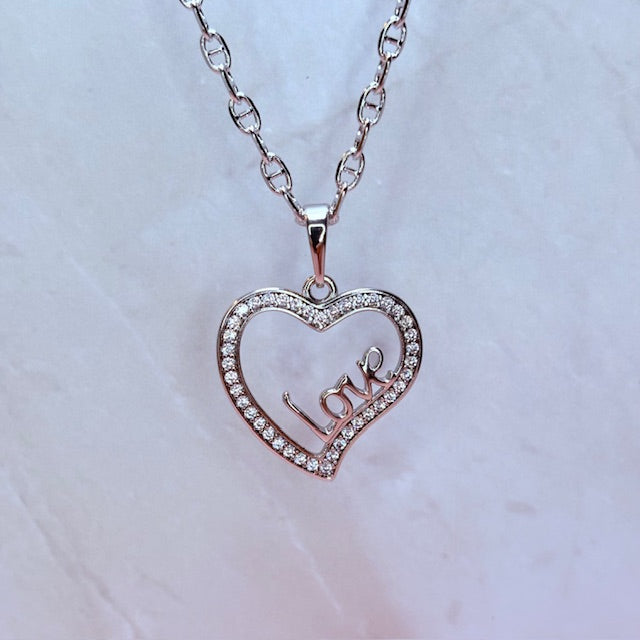 silver forever "love" necklace