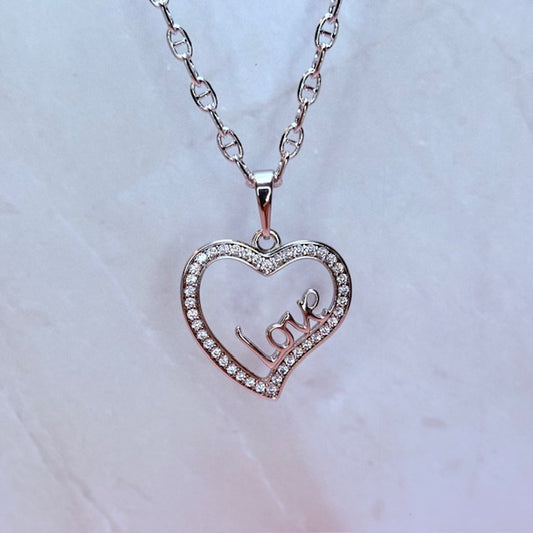 silver forever "love" necklace