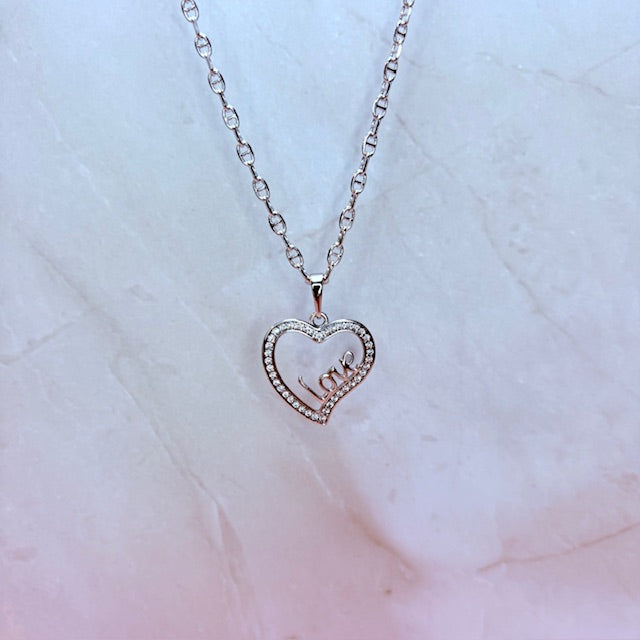 silver forever "love" necklace