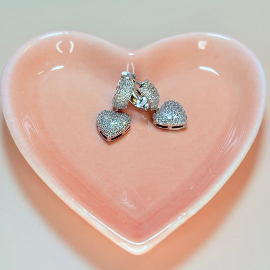 silver heart earrings