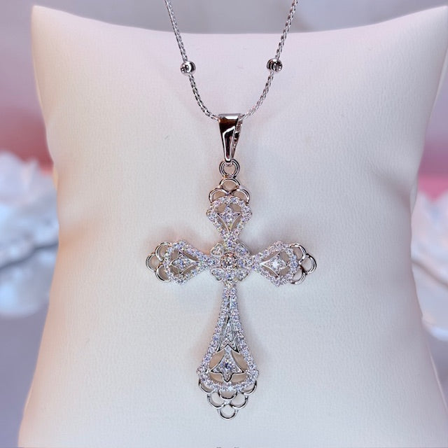 silver kalani cross necklace