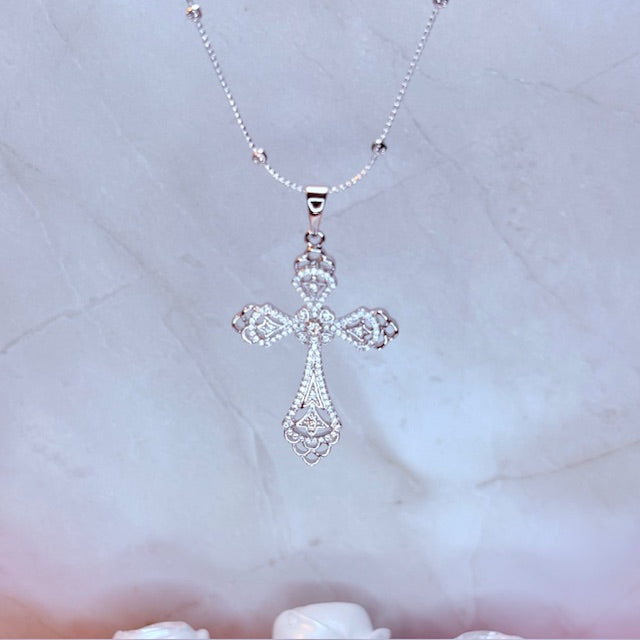silver kalani cross necklace