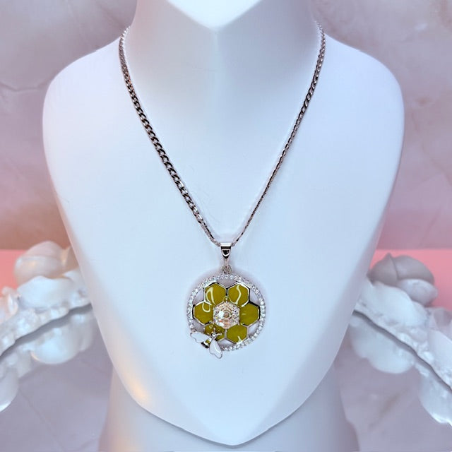 silver kiana honey bee necklace